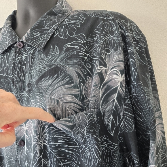 TOMMY BAHAMA Big And Tall Silk Luminescent Fronds Long Sleeve Shirt  size XXL - Picture 8 of 16